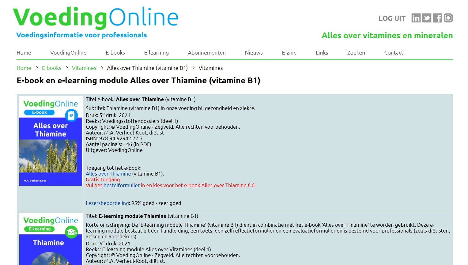 Toegangspagina e-book VoedingOnline